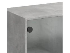 Mesa De Centro* Mesa de centro | Mesa de apoio c/ portas de vidro 102x50x42 cm cinza cimento Cinzento