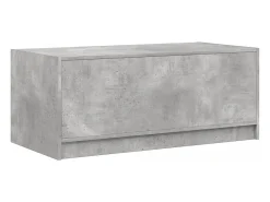 Mesa De Centro* Mesa de centro | Mesa de apoio c/ portas de vidro 102x50x42 cm cinza cimento Cinzento