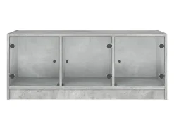 Mesa De Centro* Mesa de centro | Mesa de apoio c/ portas de vidro 102x50x42 cm cinza cimento Cinzento