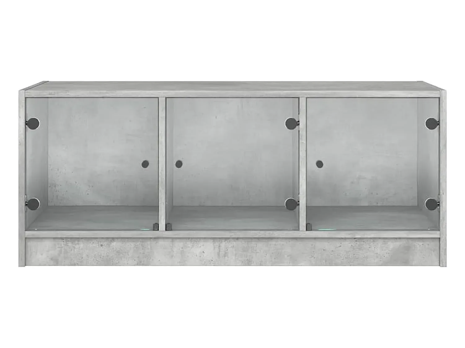 Mesa De Centro* Mesa de centro | Mesa de apoio c/ portas de vidro 102x50x42 cm cinza cimento Cinzento
