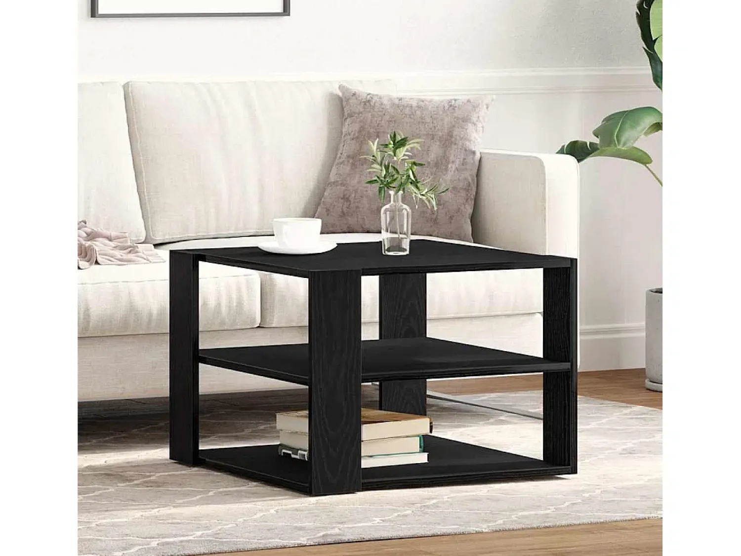 Mesa De Centro| Mesa de centro | Mesa de apoio Carvalho 59.5x59.5x40 cm Preto