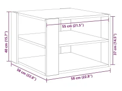 Mesa De Centro| Mesa de centro | Mesa de apoio Carvalho 59.5x59.5x40 cm Preto