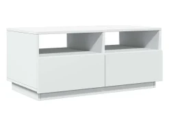 Mesa De Centro* Mesa de centro | Mesa de apoio com luzes LED 90x49x40 cm Branco