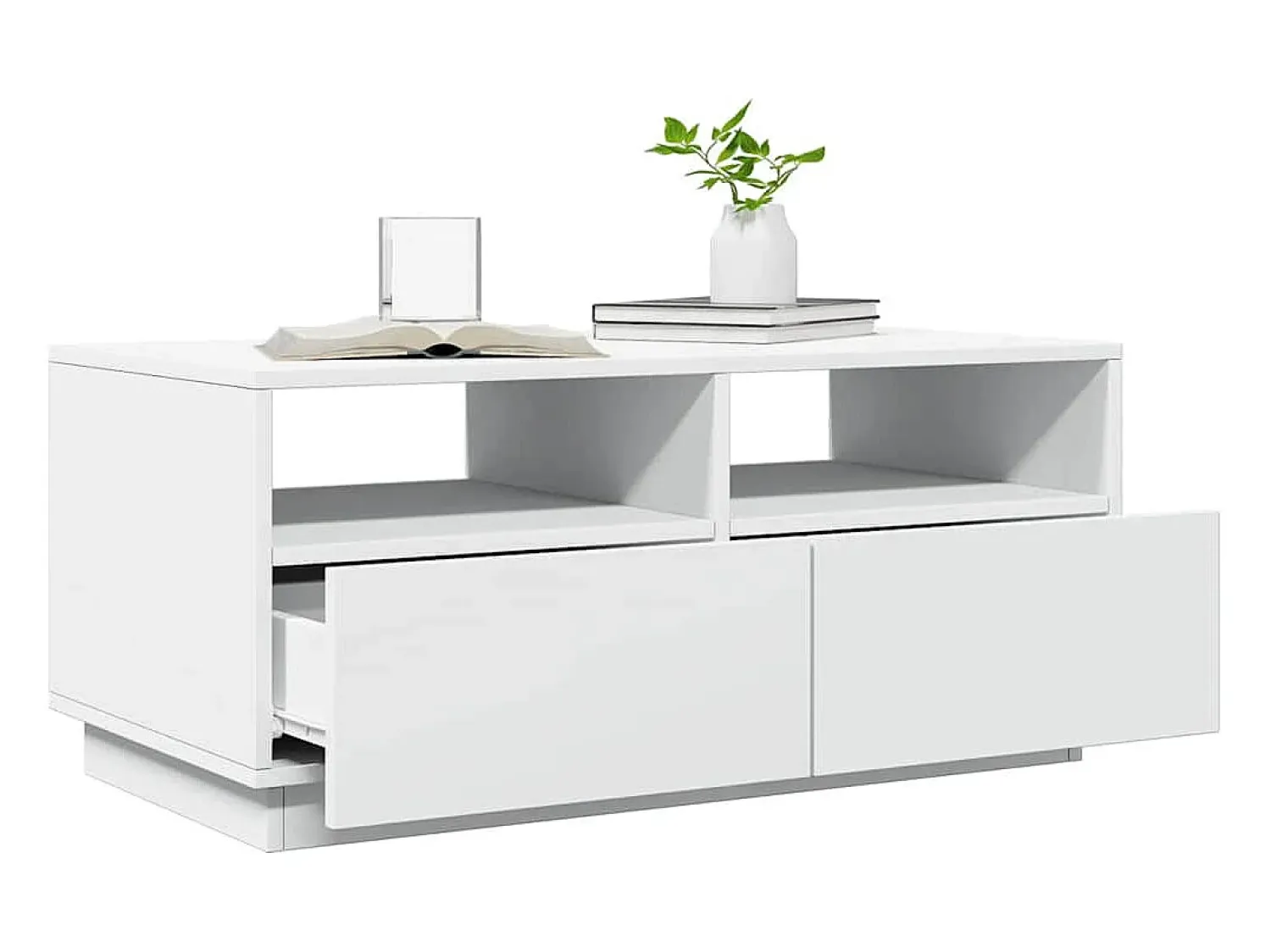 Mesa De Centro* Mesa de centro | Mesa de apoio com luzes LED 90x49x40 cm Branco