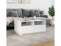 Mesa De Centro* Mesa de centro | Mesa de apoio com luzes LED 90x49x40 cm Branco