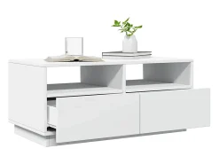 Mesa De Centro* Mesa de centro | Mesa de apoio com luzes LED 90x49x40 cm Branco