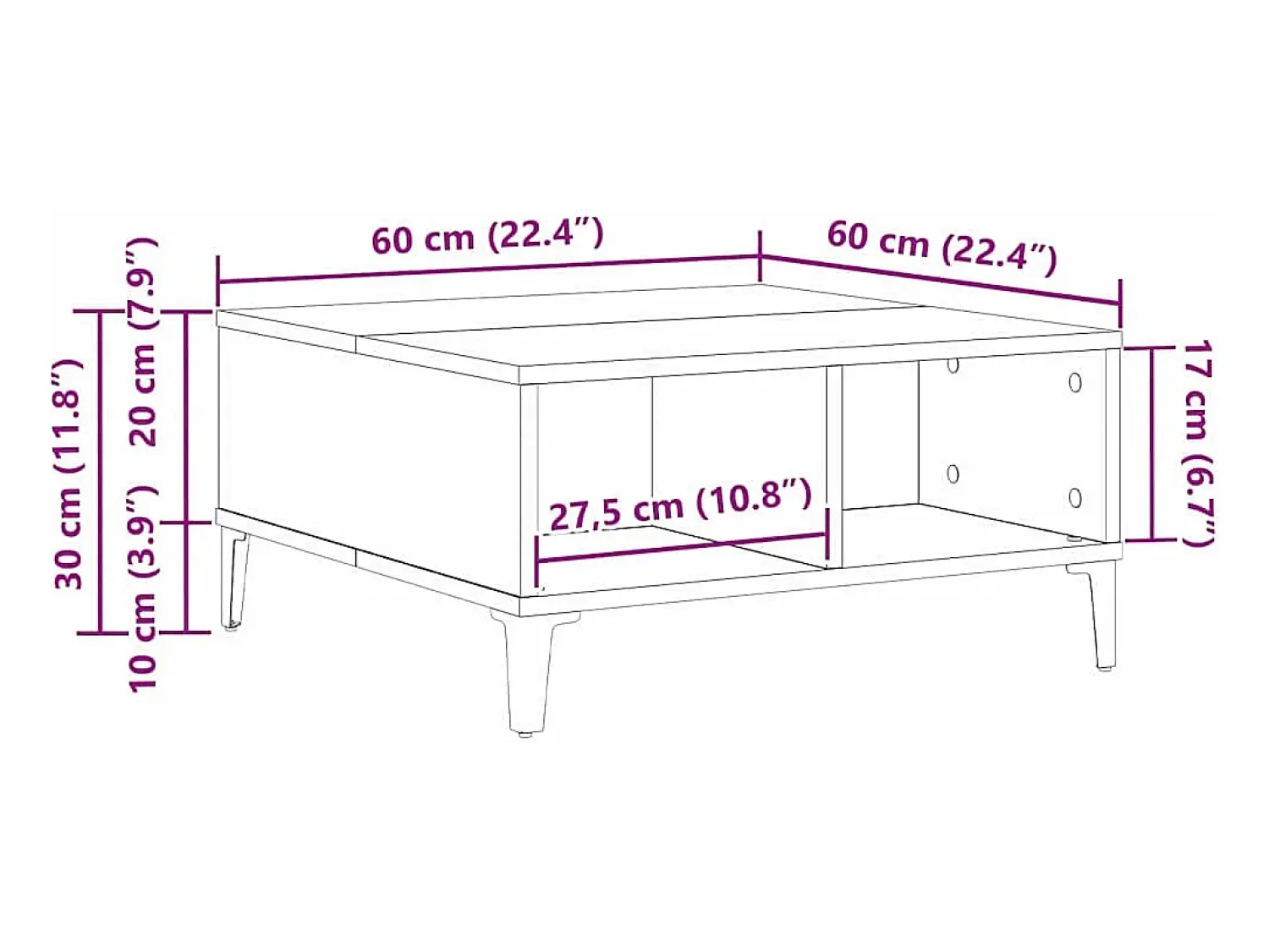 Mesa De Centro* Mesa de centro | Mesa de apoio Madeira antiga 60x60x30 cm Castanho