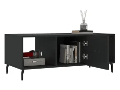 Mesa De Centro| Mesa de centro | Mesa de apoio 102x50x40 cm madeira processada Preto