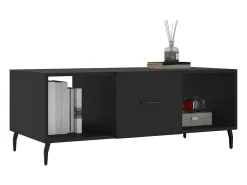 Mesa De Centro| Mesa de centro | Mesa de apoio 102x50x40 cm madeira processada Preto