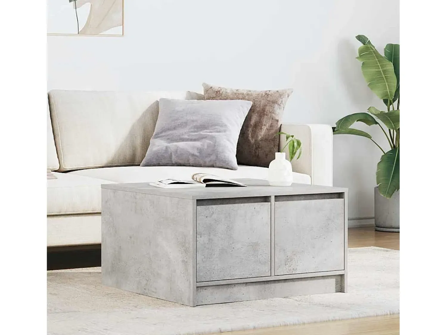 Online Mesa de centro | Mesa de apoio com gavetas 70.5x70x40 cm -cimento Cinzento