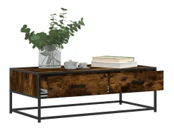 Mesa de centro | Mesa de apoio 100x50x35cm deriv. madeira/metal carvalho fumado^ Mesa De Centro