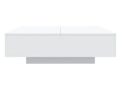 Mesa De Centro| Mesa de centro | Mesa de apoio com luzes LED 100x100x31 cm Branco