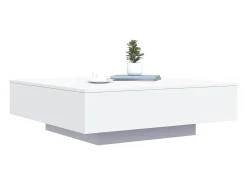 Mesa De Centro| Mesa de centro | Mesa de apoio com luzes LED 100x100x31 cm Branco