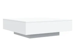 Mesa De Centro| Mesa de centro | Mesa de apoio com luzes LED 100x100x31 cm Branco