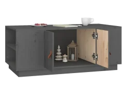 Outlet Mesa de centro | Mesa de apoio 100x50x41 cm madeira de pinho maciça cinza Cinzento