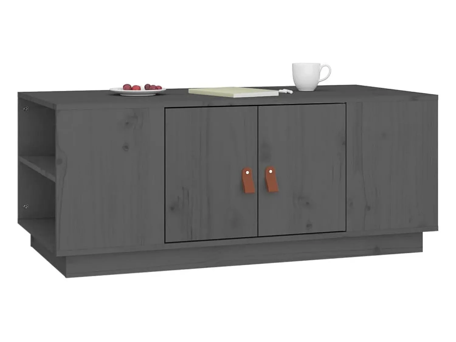 Outlet Mesa de centro | Mesa de apoio 100x50x41 cm madeira de pinho maciça cinza Cinzento