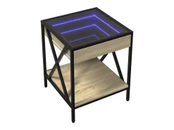 Outlet Mesa de centro | Mesa de apoio luzes LED Infinity 40x40x49 cm carvalho sonoma Castanho