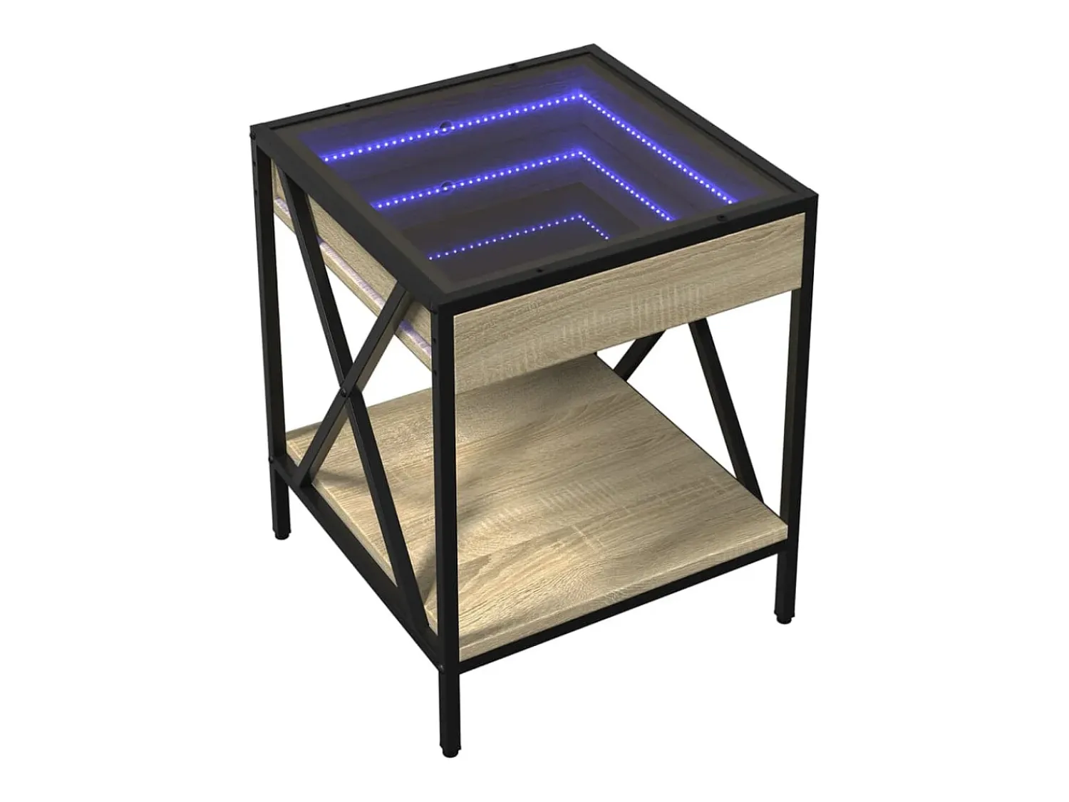 Outlet Mesa de centro | Mesa de apoio luzes LED Infinity 40x40x49 cm carvalho sonoma Castanho