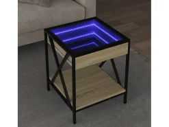 Outlet Mesa de centro | Mesa de apoio luzes LED Infinity 40x40x49 cm carvalho sonoma Castanho