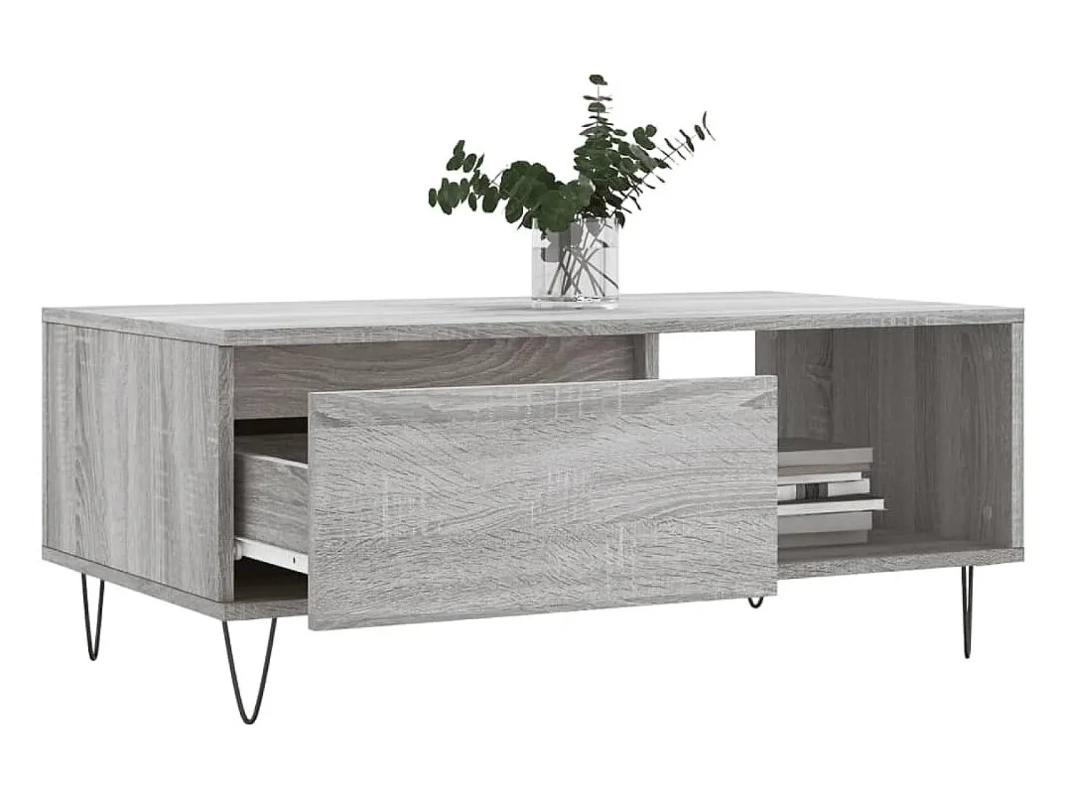 Mesa De Centro* Mesa de centro | Mesa de apoio 90x50x36.5 cm derivados madeira sonoma Cinzento