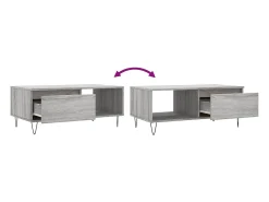 Mesa De Centro* Mesa de centro | Mesa de apoio 90x50x36.5 cm derivados madeira sonoma Cinzento