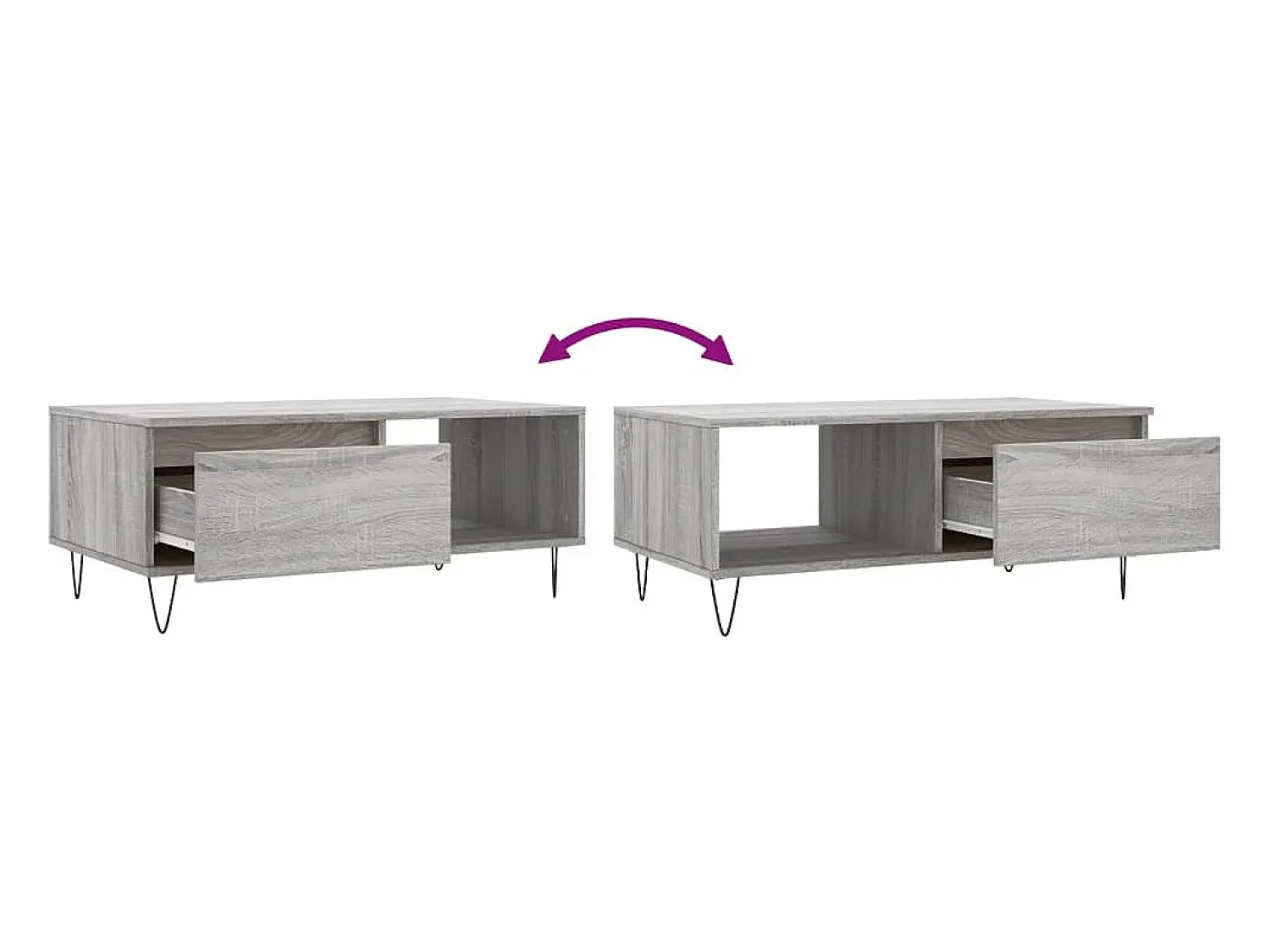 Mesa De Centro* Mesa de centro | Mesa de apoio 90x50x36.5 cm derivados madeira sonoma Cinzento