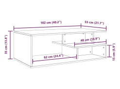 Mesa de centro | Mesa de apoio 102x55x35 cm derivados de madeira^ Mesa De Centro