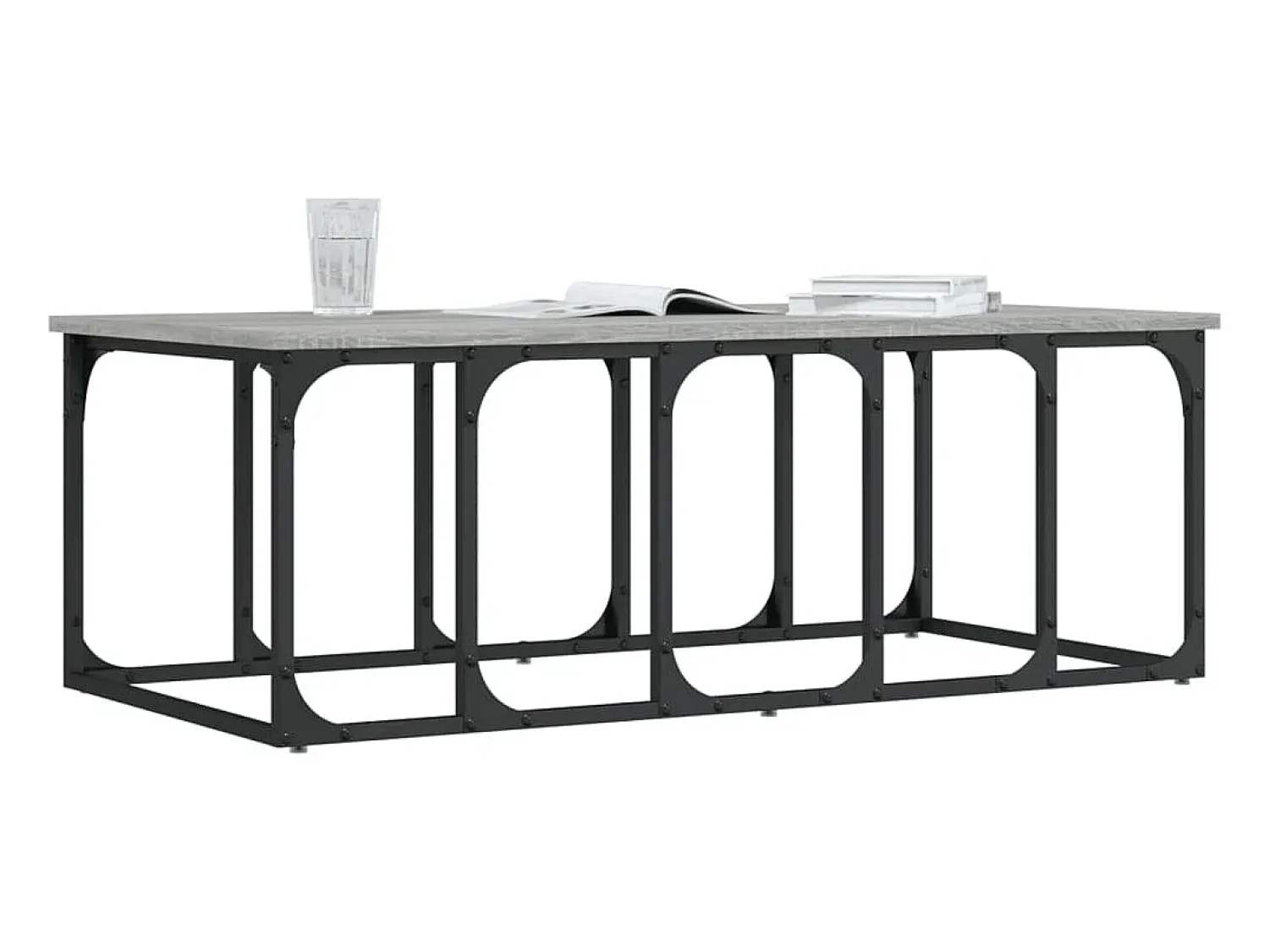 Mesa De Centro* Mesa de centro | Mesa de apoio 100x50x35.5 cm derivados madeira sonoma Cinzento