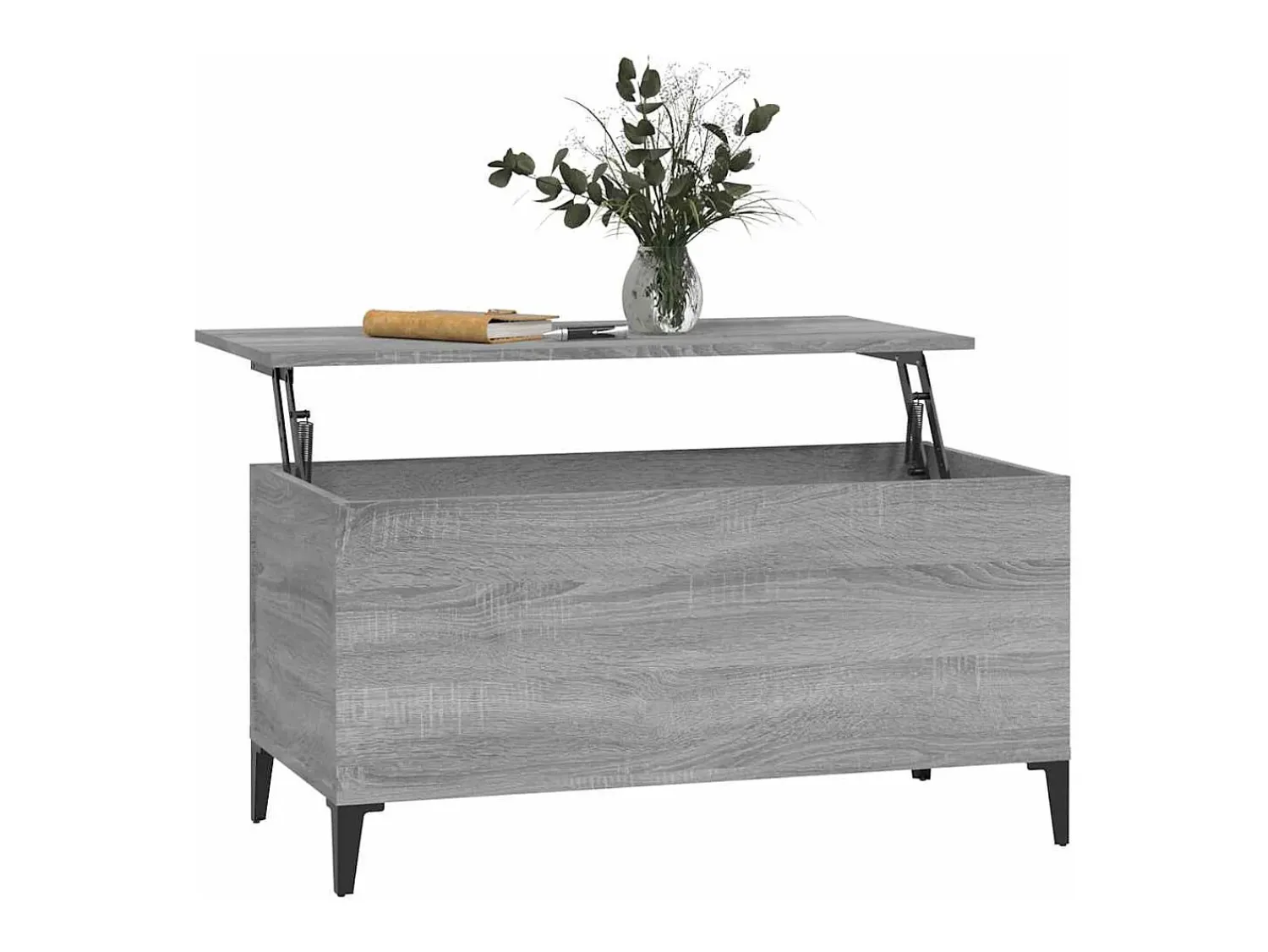 Mesa De Centro| Mesa de centro | Mesa de apoio 90x44.5x45 cm derivados de madeira cinza sonoma Cinzento