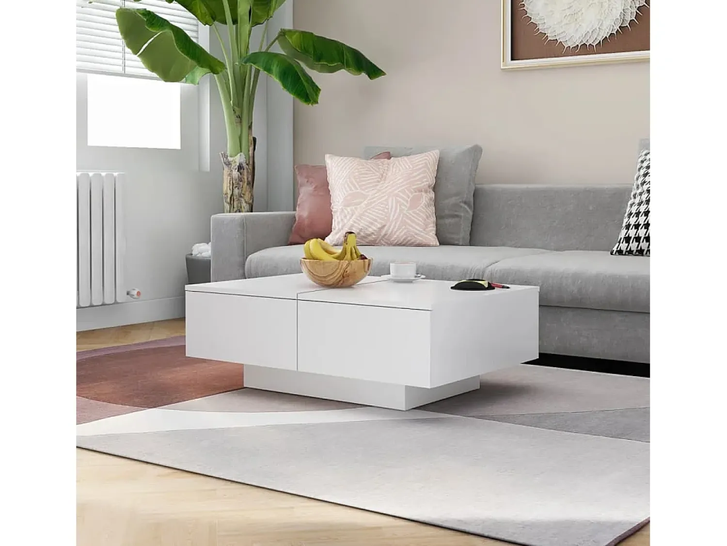 Mesa De Centro* Mesa de centro | Mesa de apoio 90x60x31 cm contraplacado Branco