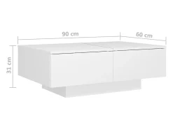 Mesa De Centro* Mesa de centro | Mesa de apoio 90x60x31 cm contraplacado Branco