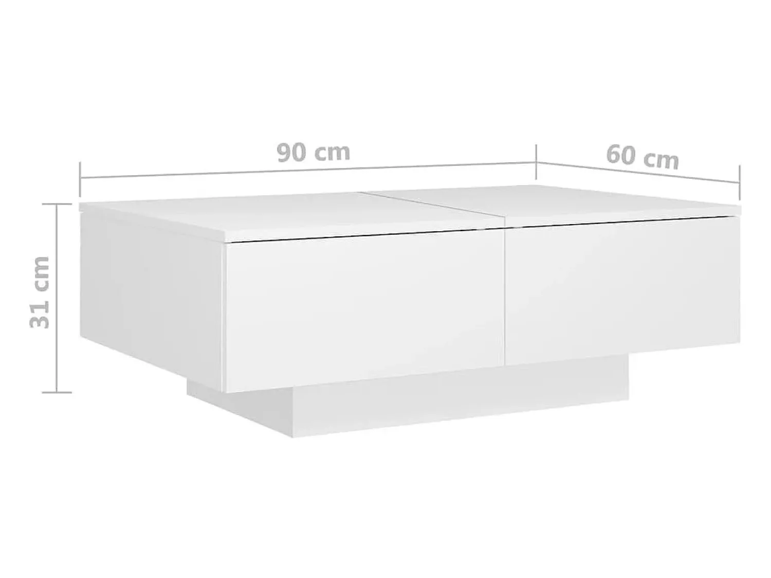 Mesa De Centro* Mesa de centro | Mesa de apoio 90x60x31 cm contraplacado Branco