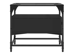 Clearance Mesa de centro | Mesa de apoio com topo em vidro 50x50x45 cm aço Preto