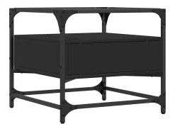 Clearance Mesa de centro | Mesa de apoio com topo em vidro 50x50x45 cm aço Preto