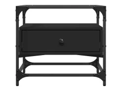 Clearance Mesa de centro | Mesa de apoio com topo em vidro 50x50x45 cm aço Preto