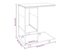 Mesa de centro | Mesa de apoio c/ rodas 55x36x63.5 cm derivados de madeira^ Mesa De Centro