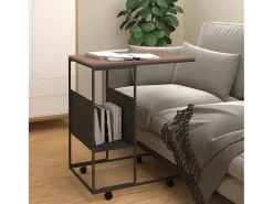 Mesa de centro | Mesa de apoio c/ rodas 55x36x63.5 cm derivados de madeira^ Mesa De Centro