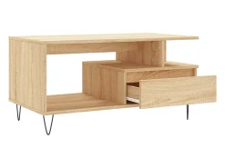 Mesa De Centro* Mesa de centro | Mesa de apoio 90x49x45 cm derivados de madeira carvalho sonoma Castanho