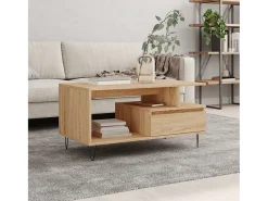 Mesa De Centro* Mesa de centro | Mesa de apoio 90x49x45 cm derivados de madeira carvalho sonoma Castanho