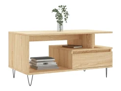 Mesa De Centro* Mesa de centro | Mesa de apoio 90x49x45 cm derivados de madeira carvalho sonoma Castanho