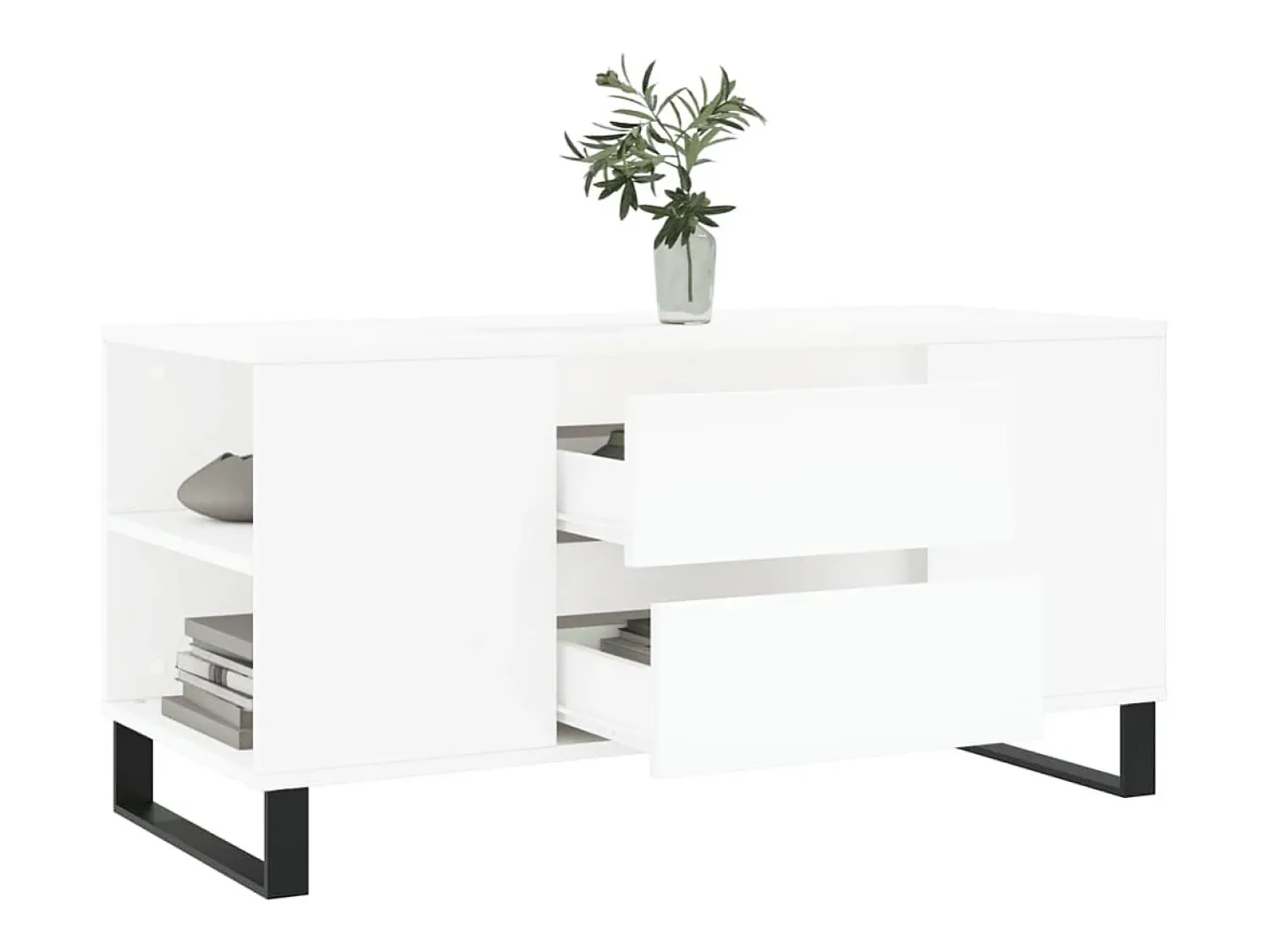 Hot Mesa de centro | Mesa de apoio 102x44.5x50 cm derivados de madeira Branco