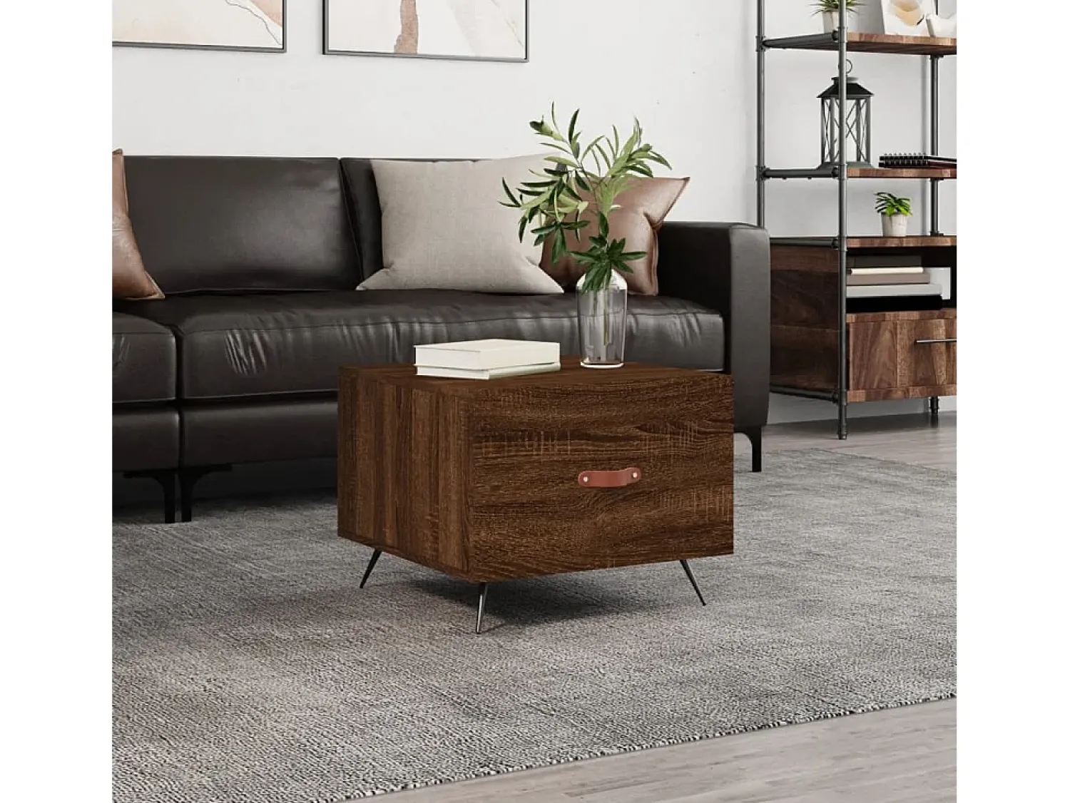 Mesa de centro | Mesa de apoio 50x50x40 cm derivados madeira carvalho^ Mesa De Centro
