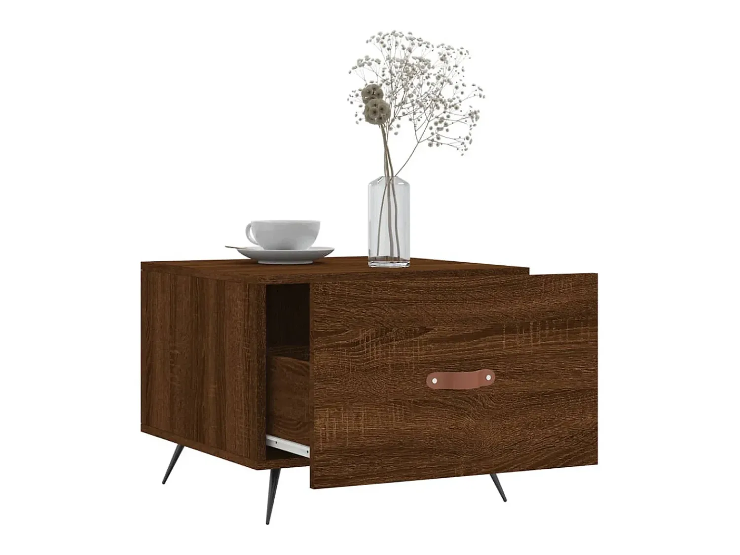 Mesa de centro | Mesa de apoio 50x50x40 cm derivados madeira carvalho^ Mesa De Centro