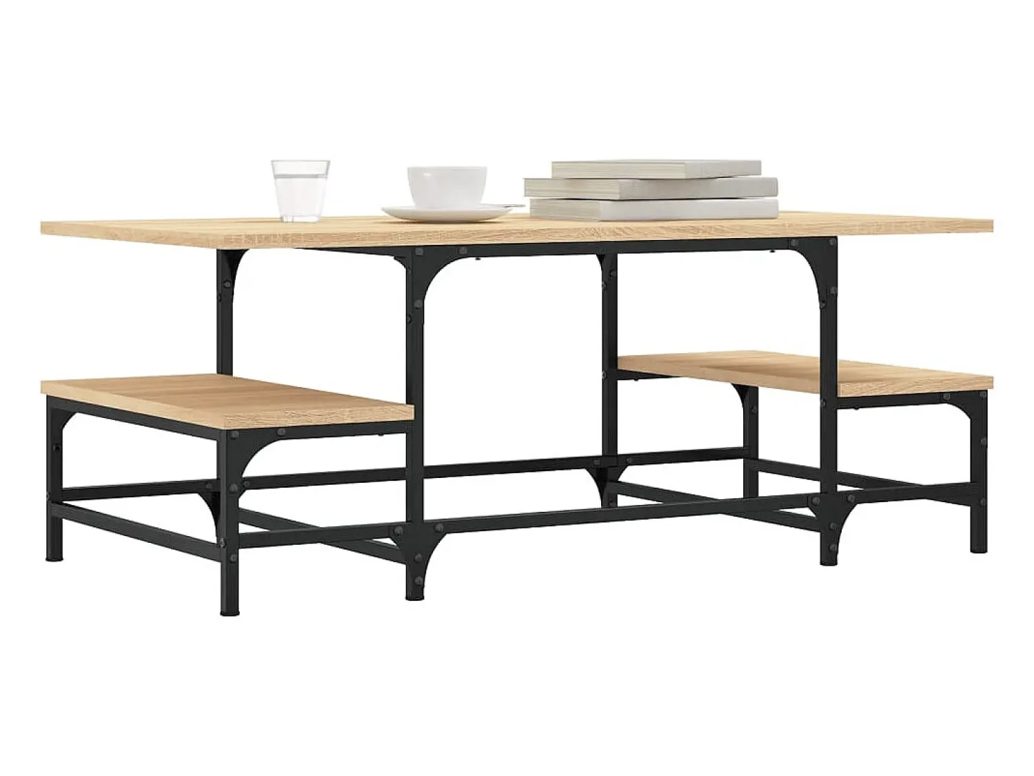 Mesa De Centro| Mesa de centro | Mesa de apoio 100x50.5x40 cm derivados madeira carvalho sonoma Castanho