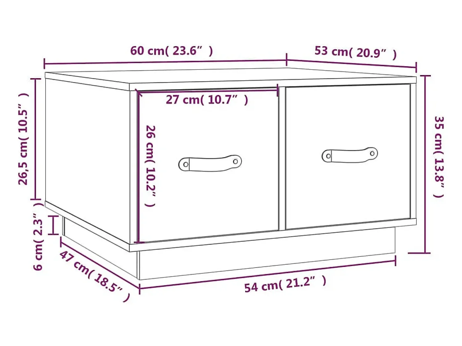 Mesa de centro | Mesa de apoio 60x53x35 cm pinho maciço^ Mesa De Centro