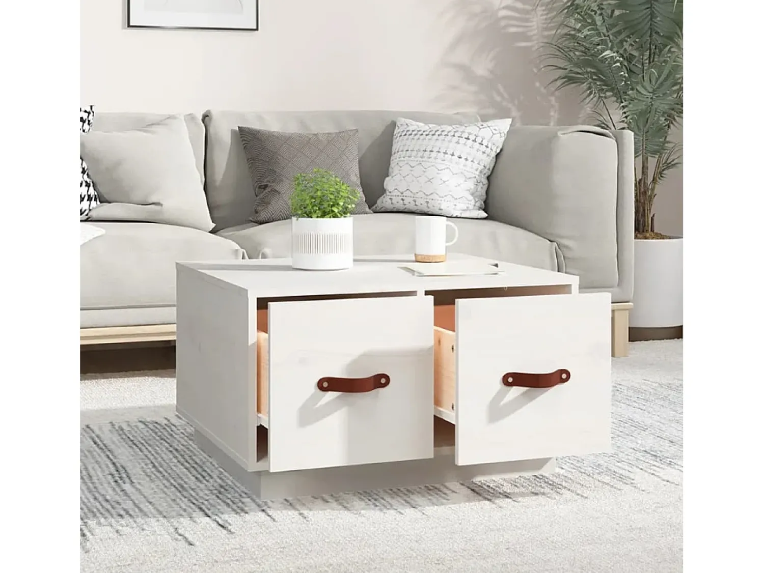 Mesa de centro | Mesa de apoio 60x53x35 cm pinho maciço^ Mesa De Centro