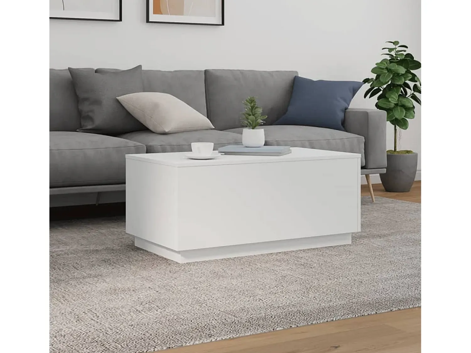 Mesa de centro | Mesa de apoio com luzes LED 90x50x40 cm^ Mesa De Centro