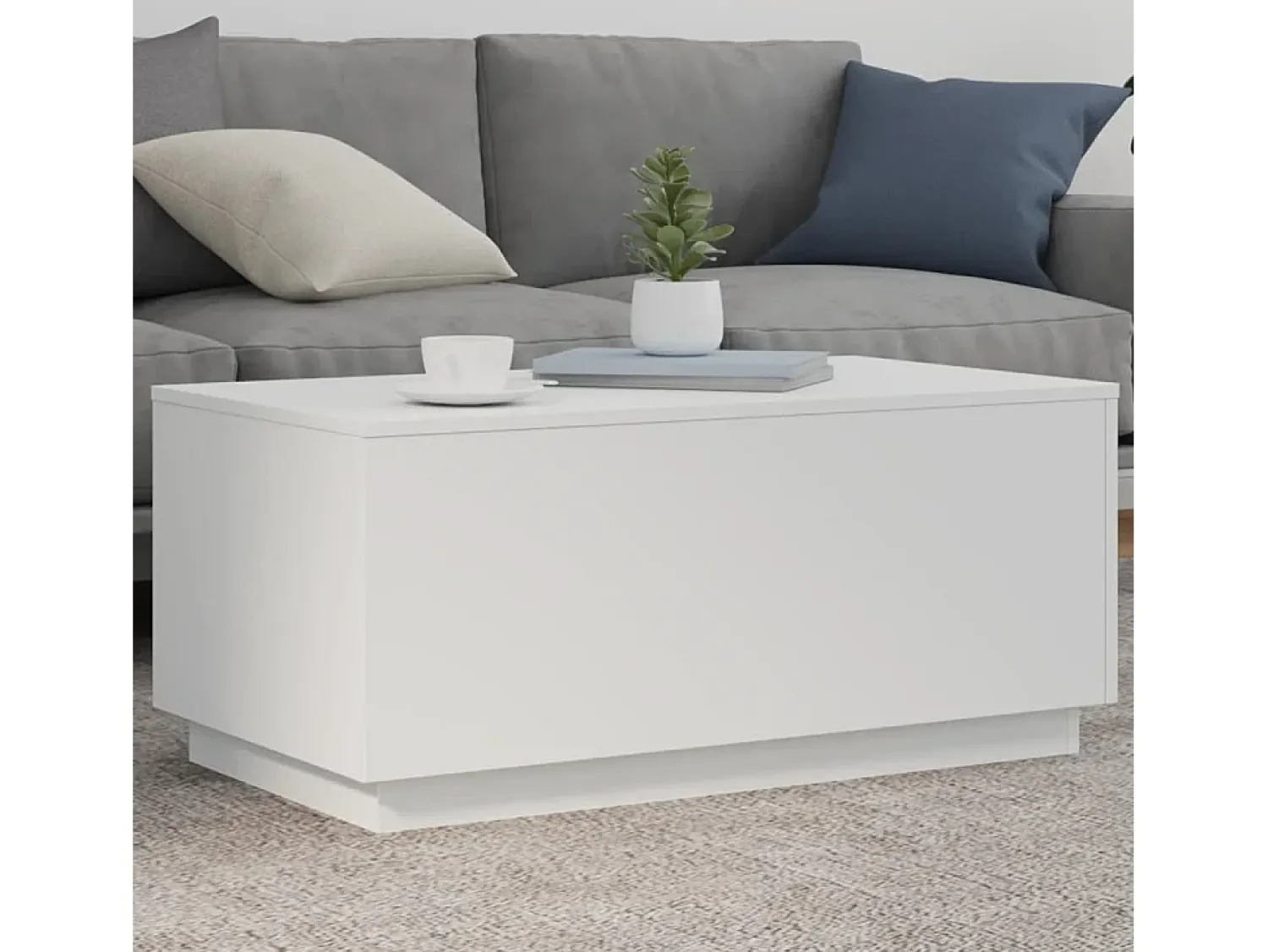 Mesa de centro | Mesa de apoio com luzes LED 90x50x40 cm^ Mesa De Centro