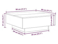 Online Mesa de centro | Mesa de apoio Carvalho 80x80x31 cm Preto