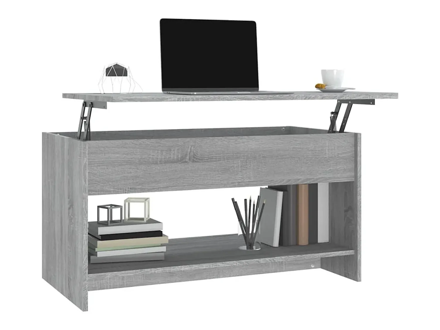 Mesa de centro | Mesa de apoio 102x50x52.5 cm madeira processada sonoma cinza^ Mesa De Centro